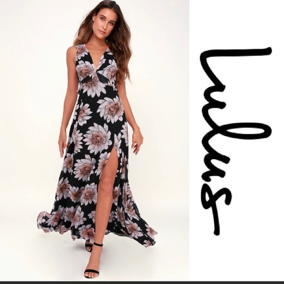 Lulus Dresses Nwt Lulus Serene Dreams Black Floral Maxi Dress